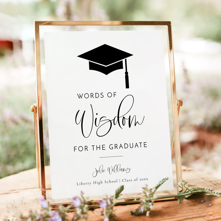 JOLIE Words of Wisdom Graduation Advice  Activity Card & Table Sign