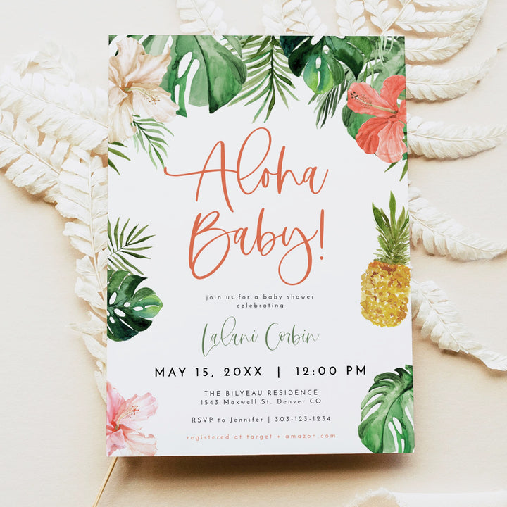 LALANI Tropical Aloha Baby Shower Invitation