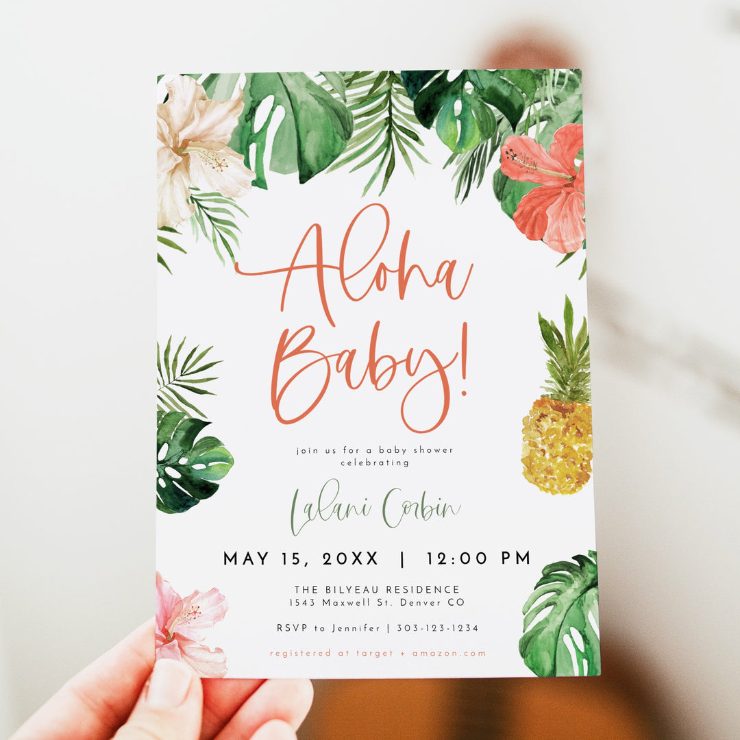 LALANI Tropical Aloha Baby Shower Invitation