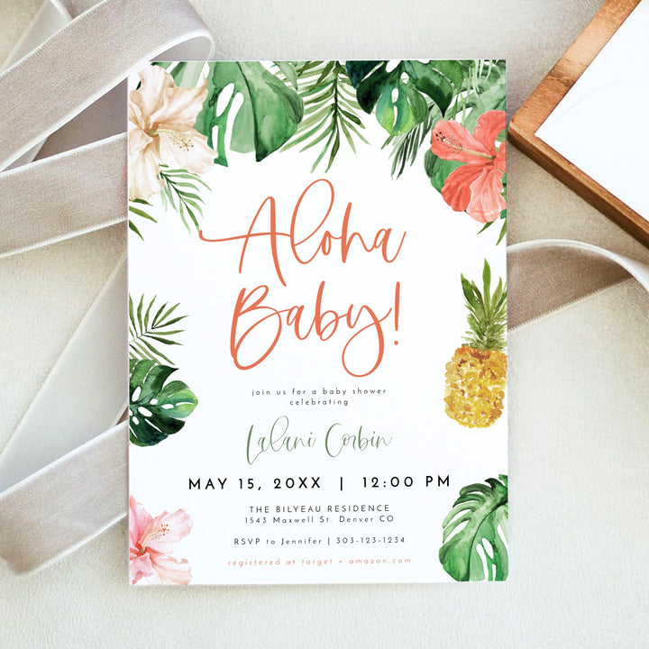 LALANI Tropical Aloha Baby Shower Invitation