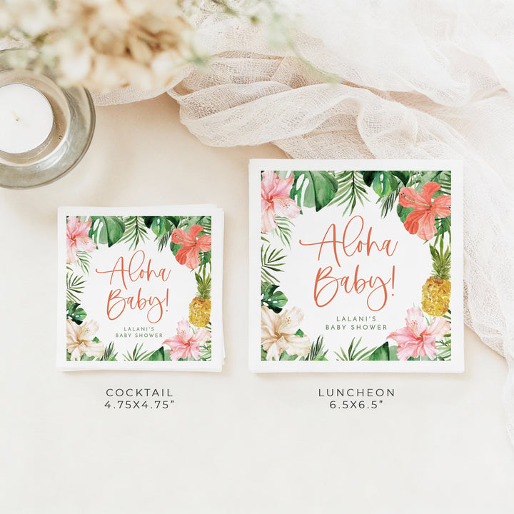 LALANI Personalized Aloha Baby Tropical Baby Shower Napkins