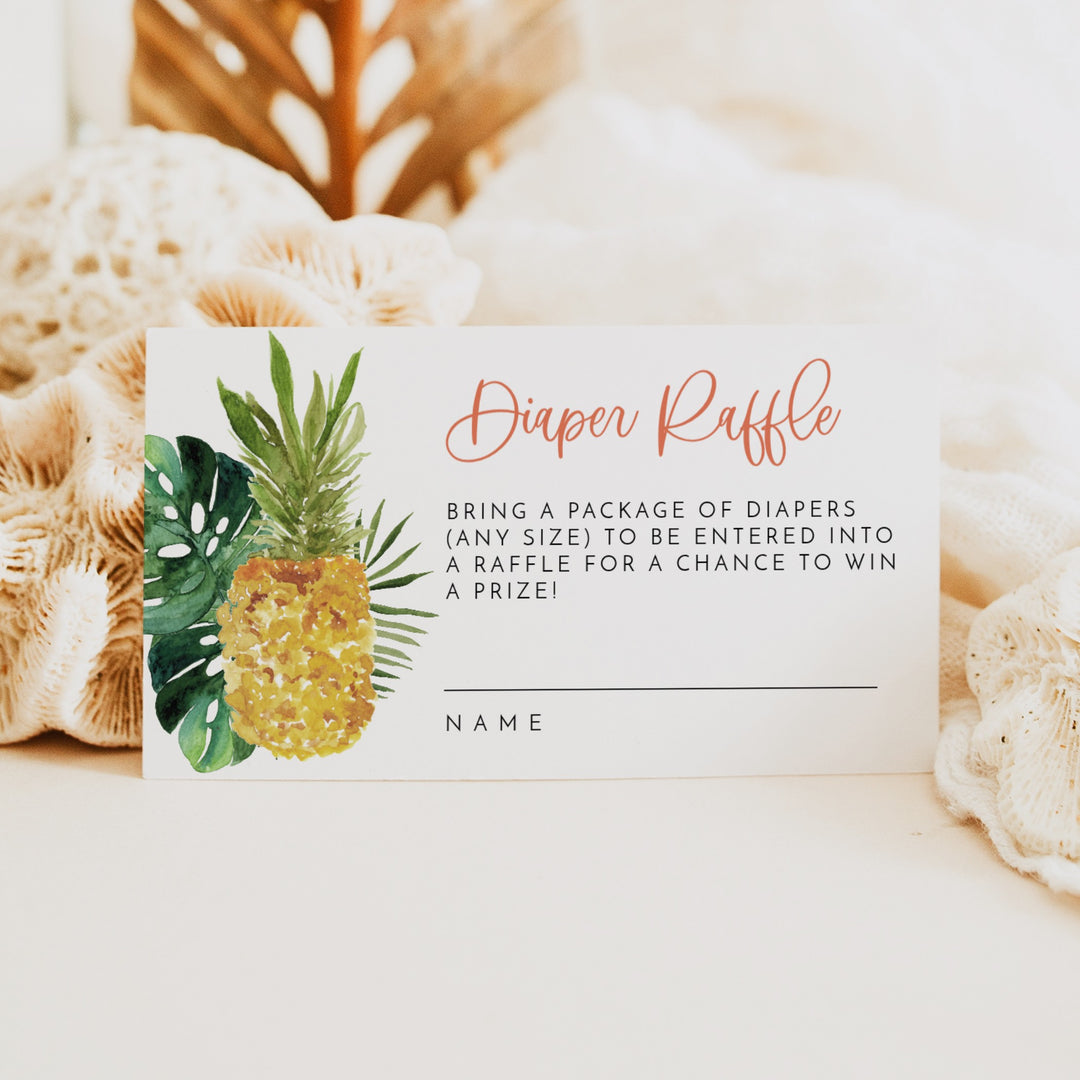 LALANI Tropical Pineapple Baby Shower Diaper Raffle Card