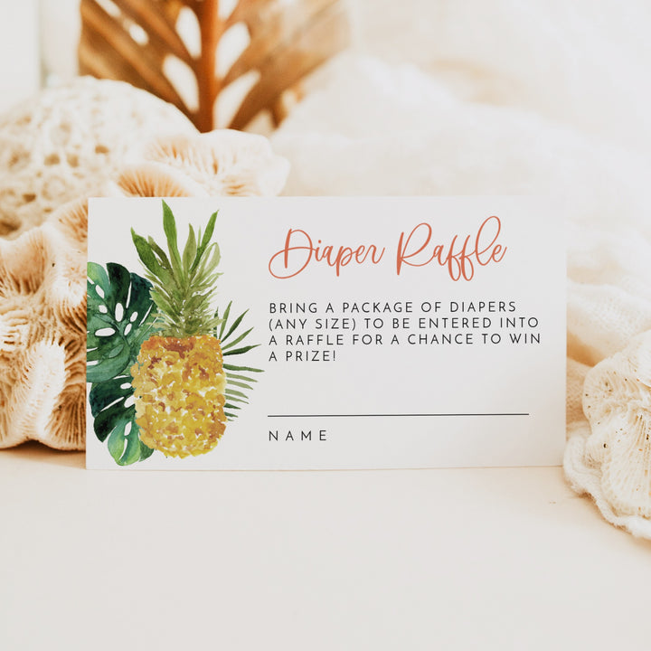 LALANI Tropical Pineapple Baby Shower Diaper Raffle Card