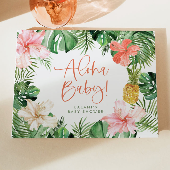 LALANI Aloha Baby Tropical Baby Shower Guest Book Keepsake