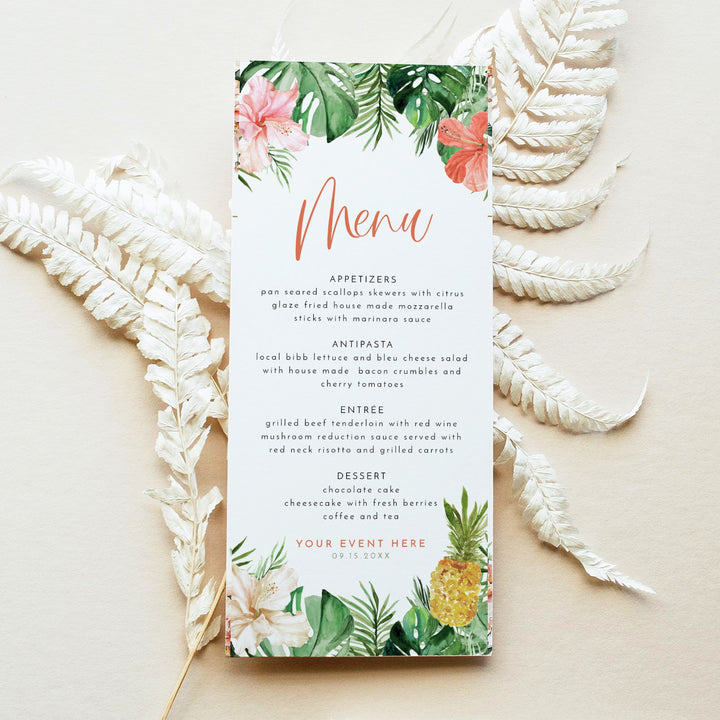 LALANI Tropical Hibiscus & Palms Menu Cards