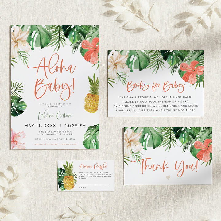 LALANI Aloha Baby Tropical Baby Shower Invitation Bundle