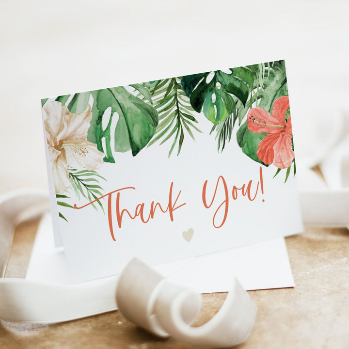 LALANI Tropical Hibiscus & Palms Personalized Thank You Cards