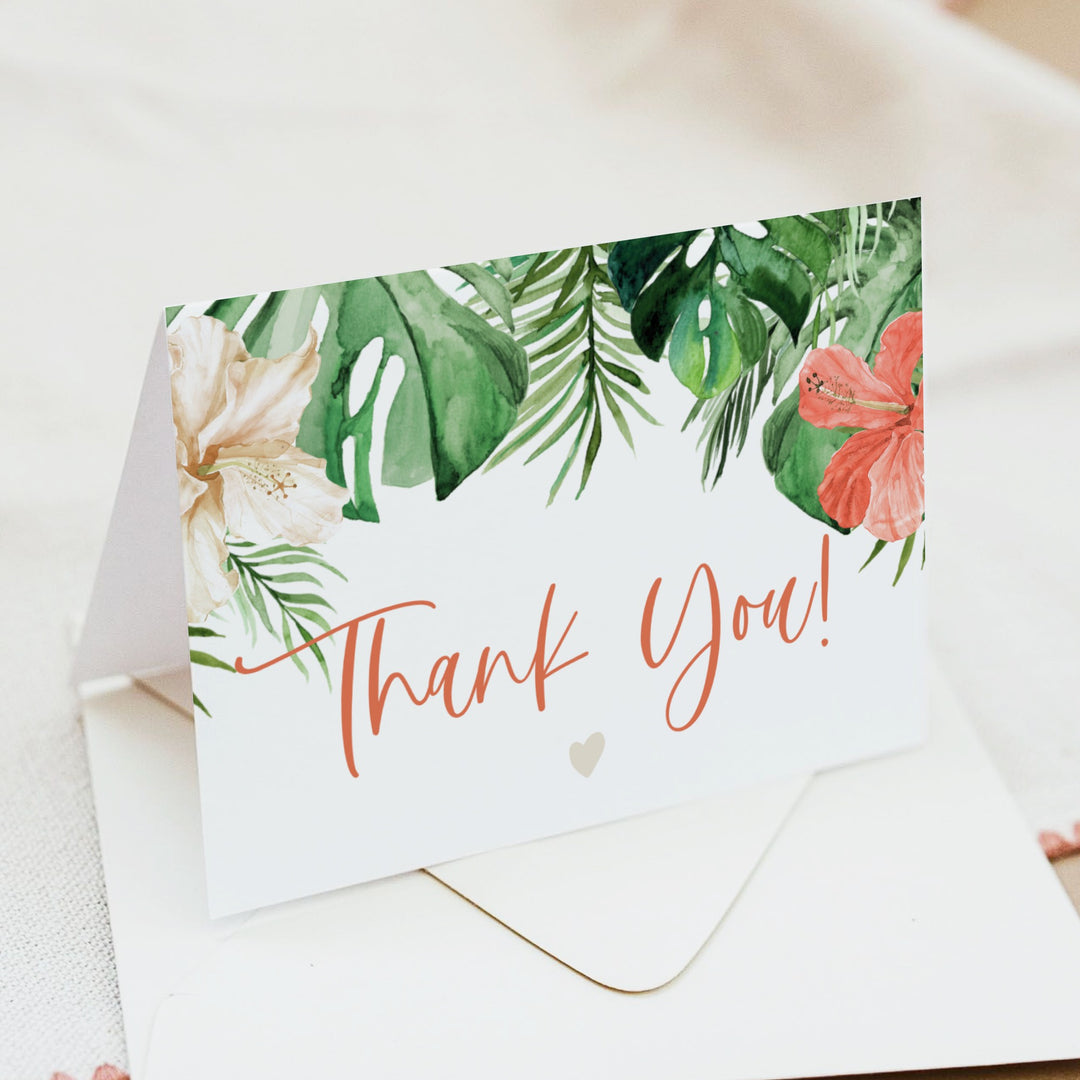 LALANI Tropical Hibiscus & Palms Personalized Thank You Cards