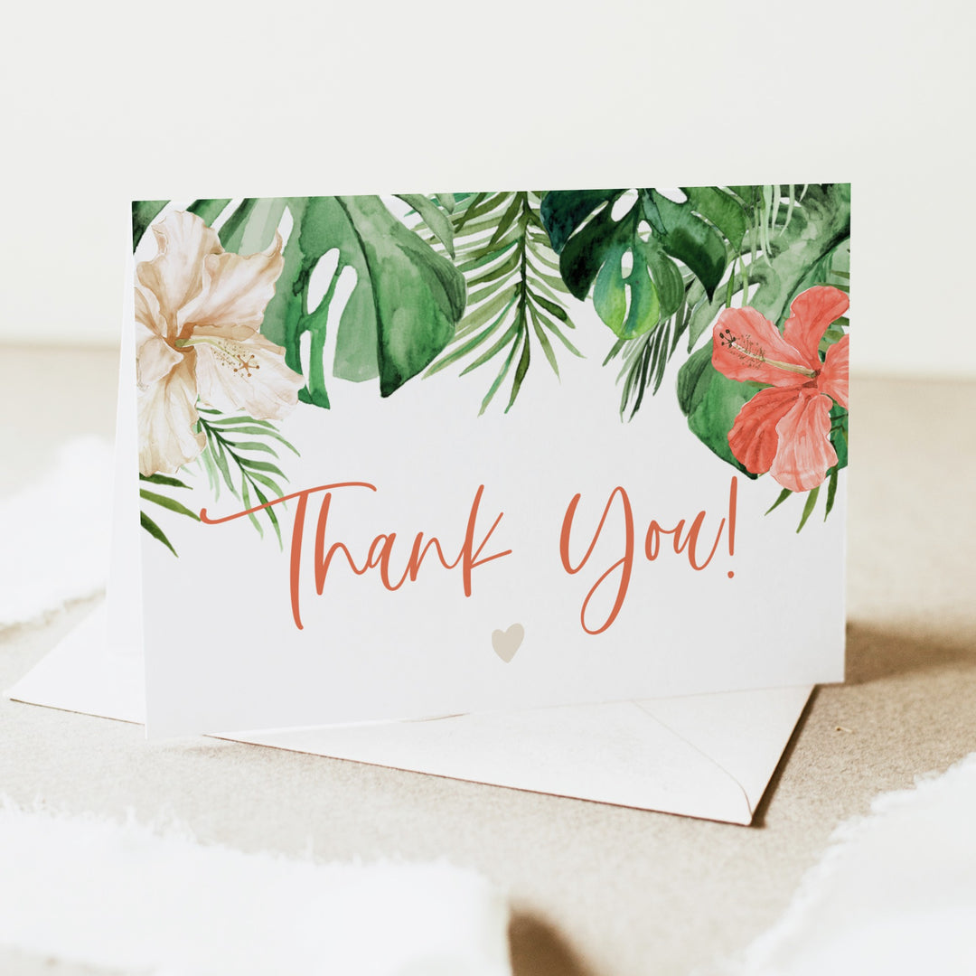 LALANI Tropical Hibiscus & Palms Personalized Thank You Cards