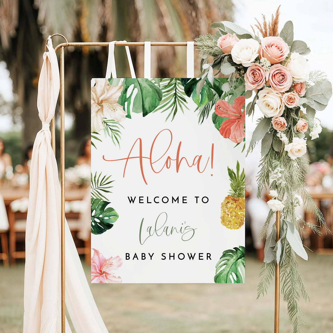 LALANI Aloha Tropical Welcome Sign Baby Shower Welcome Sign