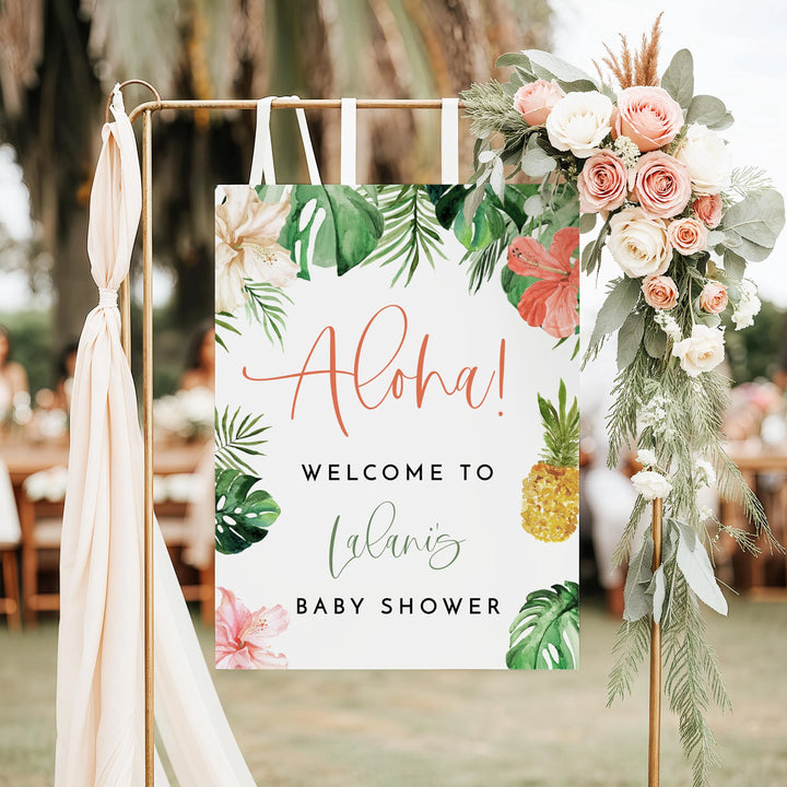 LALANI Aloha Tropical Welcome Sign Baby Shower Welcome Sign