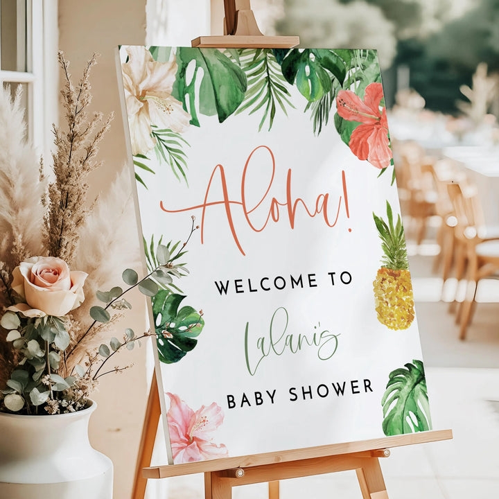 LALANI Aloha Tropical Welcome Sign Baby Shower Welcome Sign