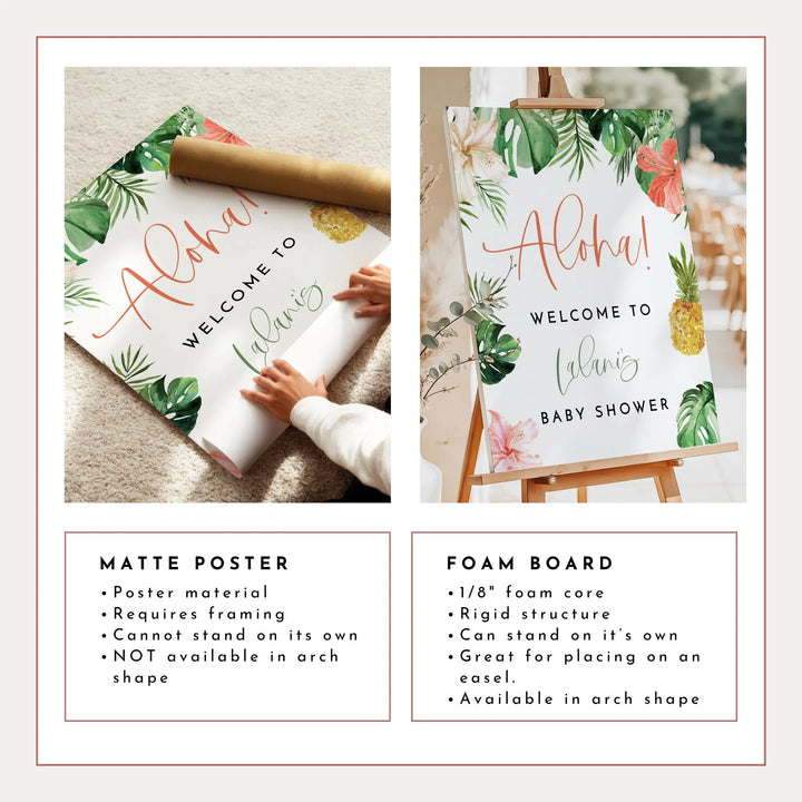 LALANI Aloha Tropical Welcome Sign Baby Shower Welcome Sign