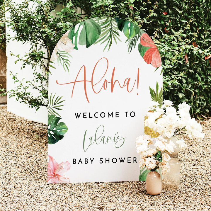 LALANI Aloha Tropical Welcome Sign Baby Shower Welcome Sign