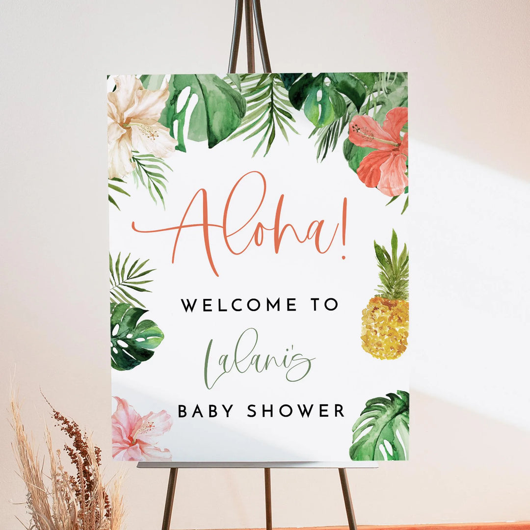 LALANI Aloha Tropical Welcome Sign Baby Shower Welcome Sign