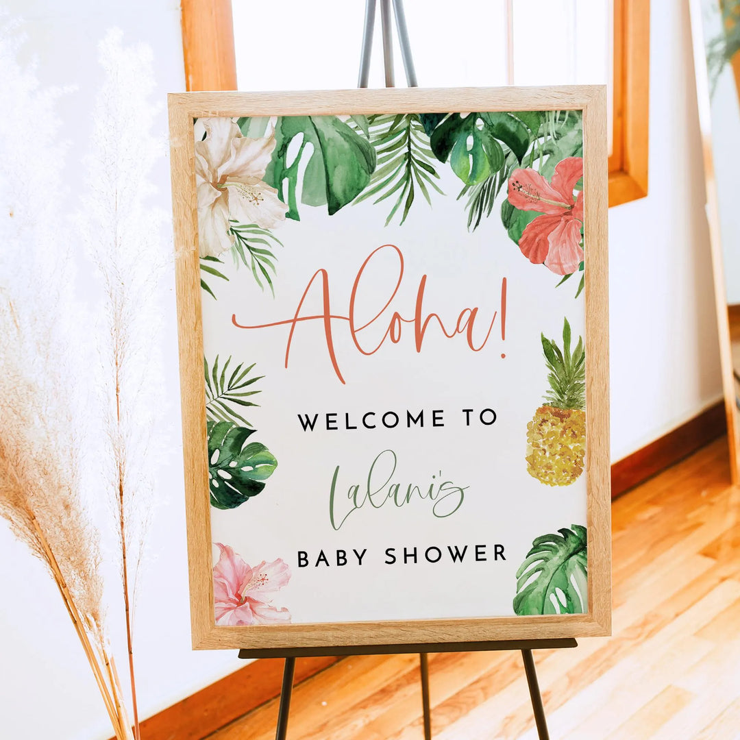 LALANI Aloha Tropical Welcome Sign Baby Shower Welcome Sign