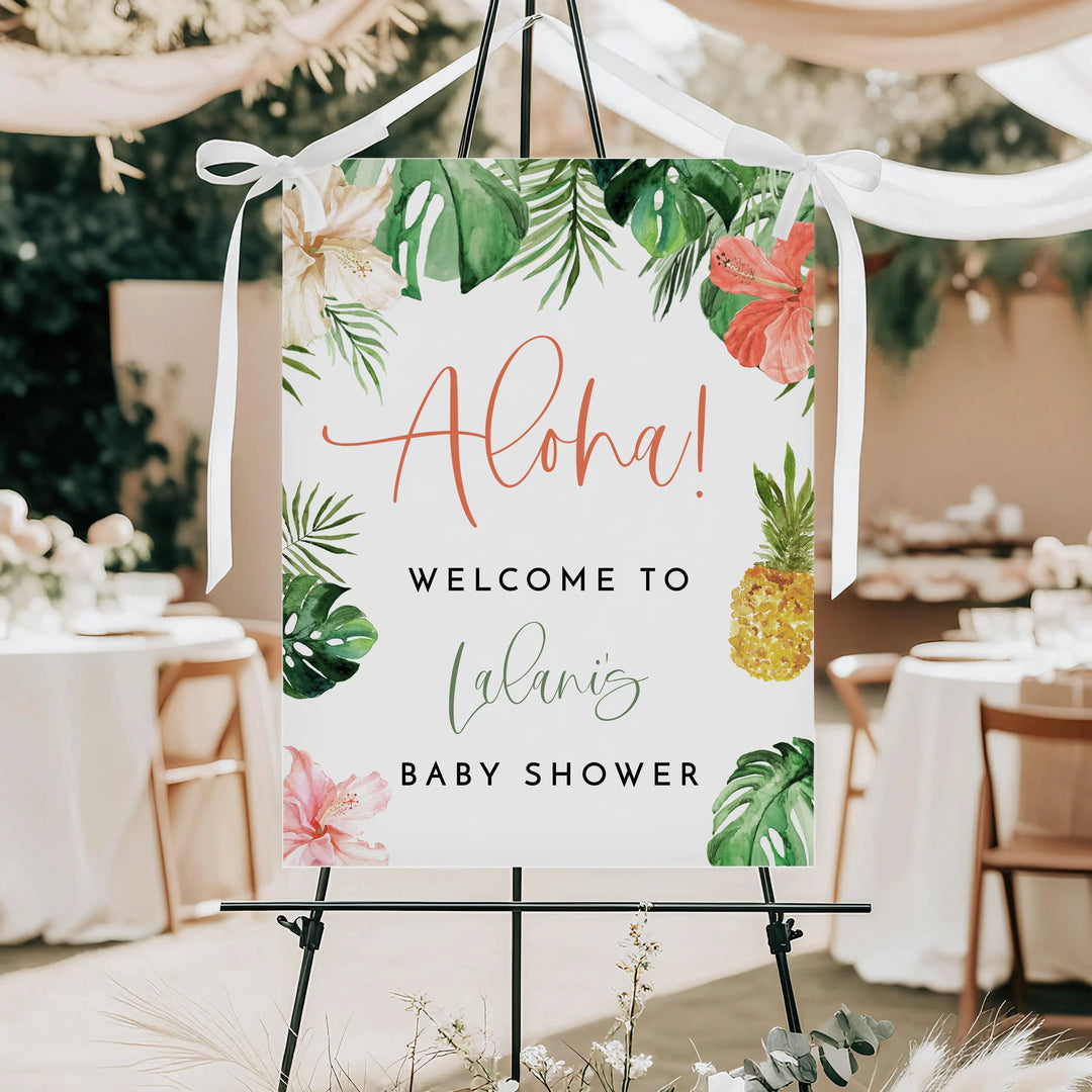 LALANI Aloha Tropical Welcome Sign Baby Shower Welcome Sign