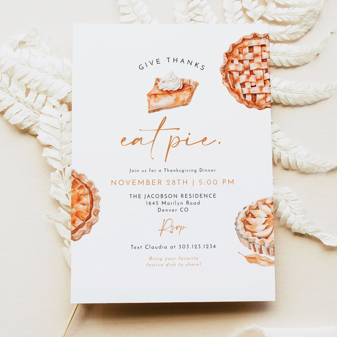 MABEL Give Thanks & Eat Pie Thanksgiving Dinner Invitation