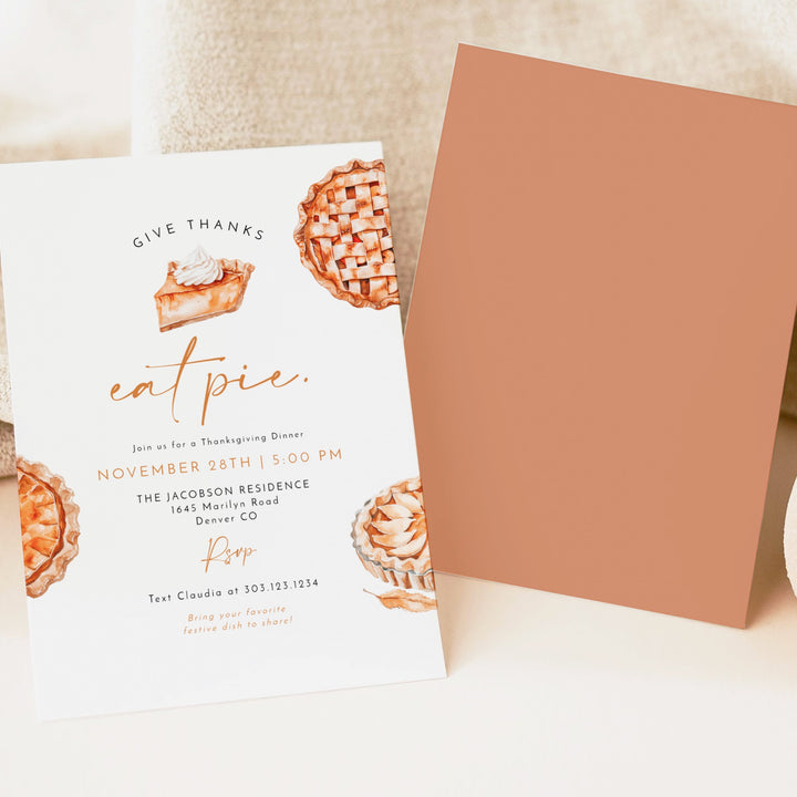 MABEL Give Thanks & Eat Pie Thanksgiving Dinner Invitation