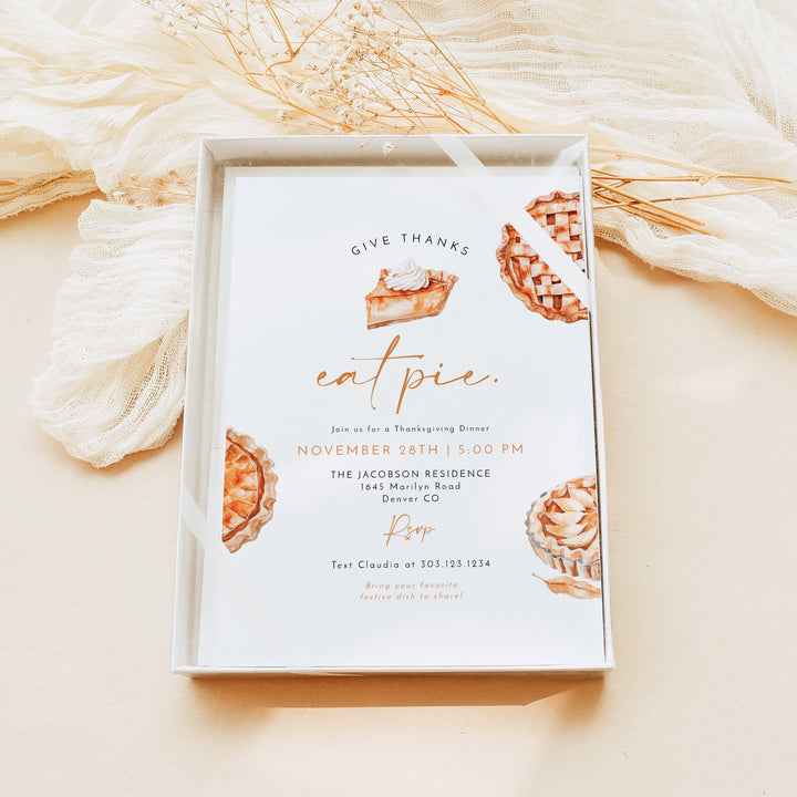 MABEL Give Thanks & Eat Pie Thanksgiving Dinner Invitation