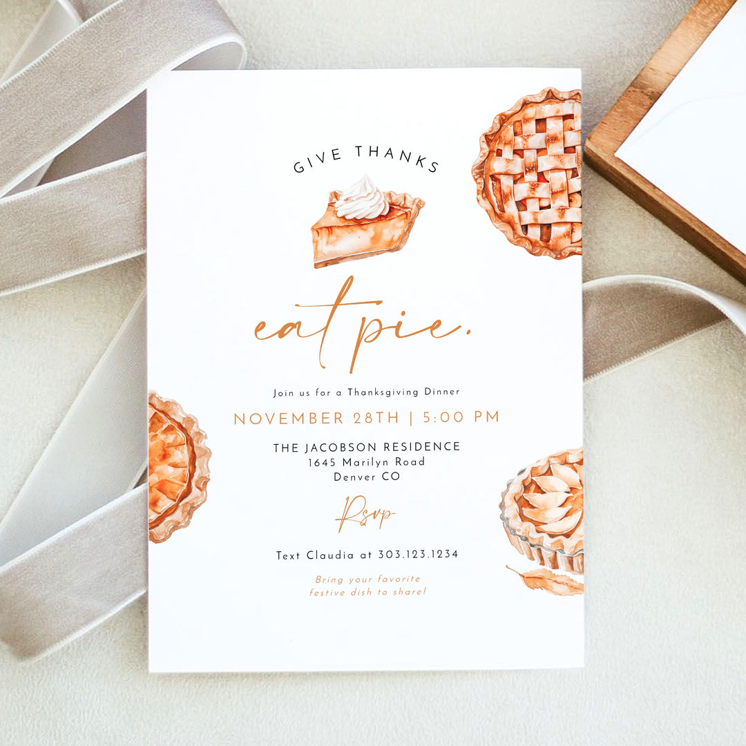 MABEL Give Thanks & Eat Pie Thanksgiving Dinner Invitation