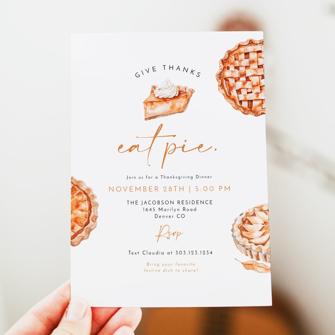 MABEL Give Thanks & Eat Pie Thanksgiving Dinner Invitation