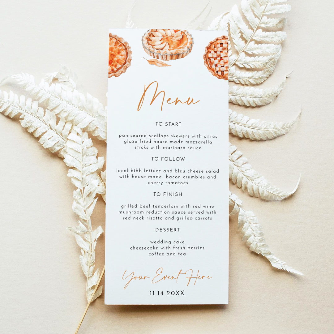 MABEL Little Cutie Pie Thanksgiving Fall Menu Cards