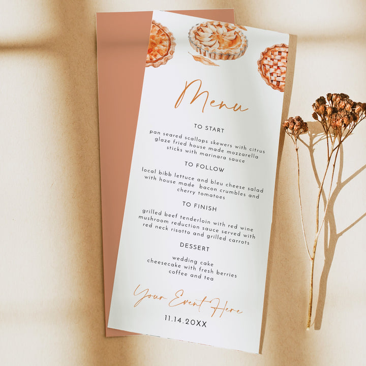 MABEL Little Cutie Pie Thanksgiving Fall Menu Cards