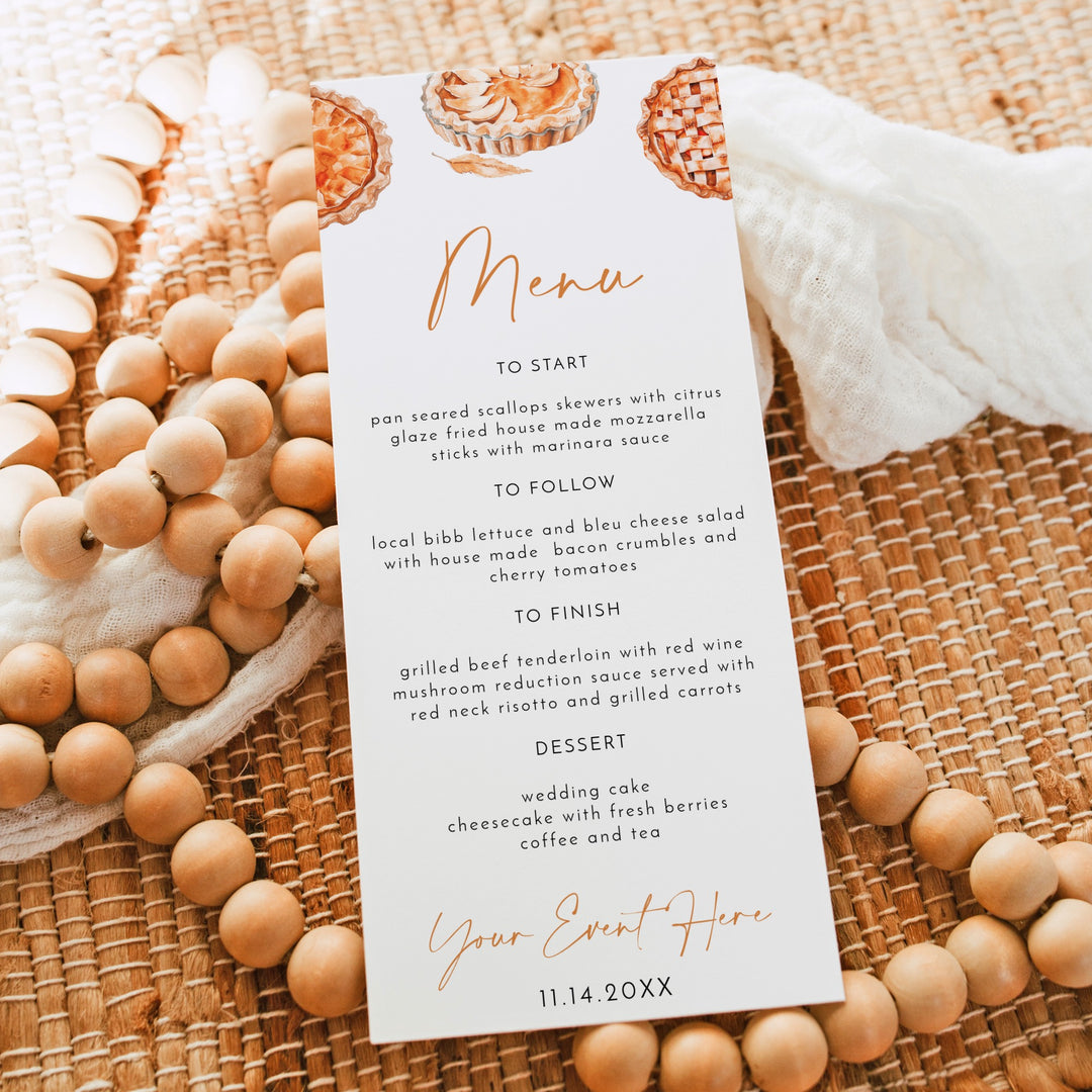 MABEL Little Cutie Pie Thanksgiving Fall Menu Cards