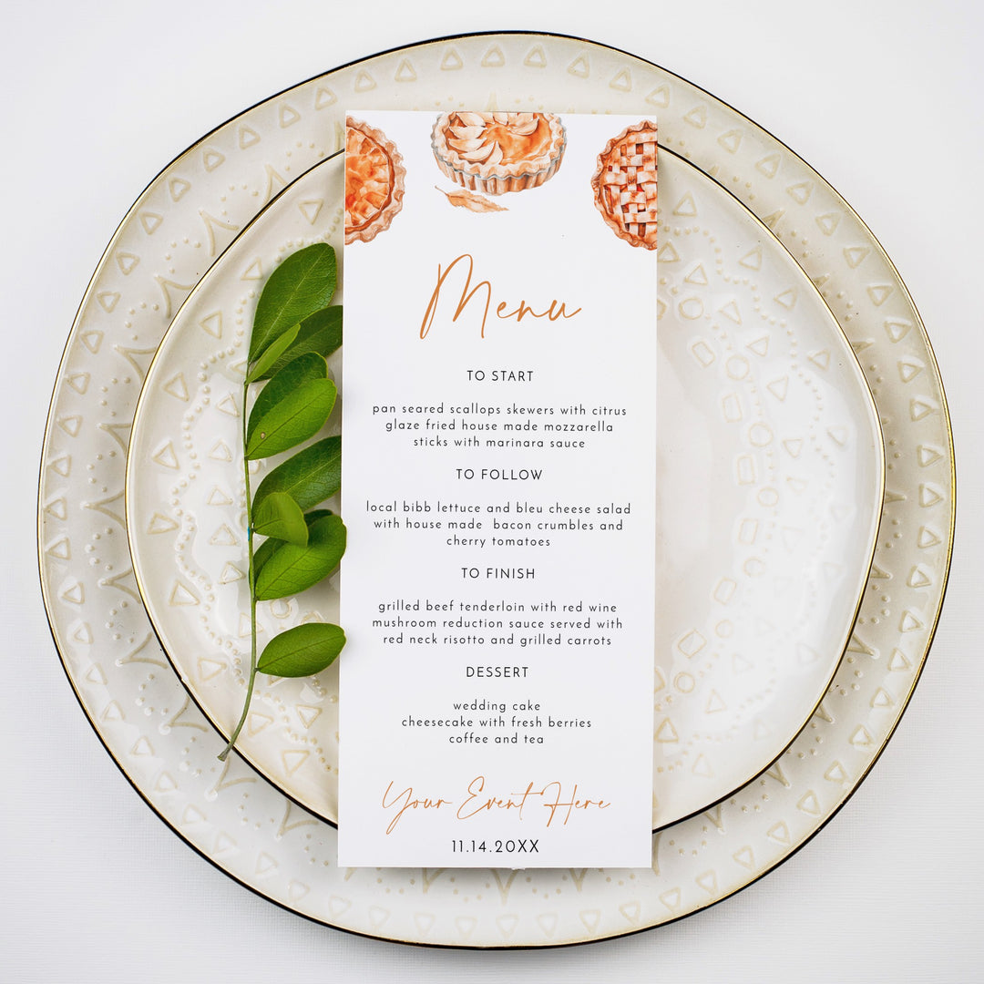 MABEL Little Cutie Pie Thanksgiving Fall Menu Cards