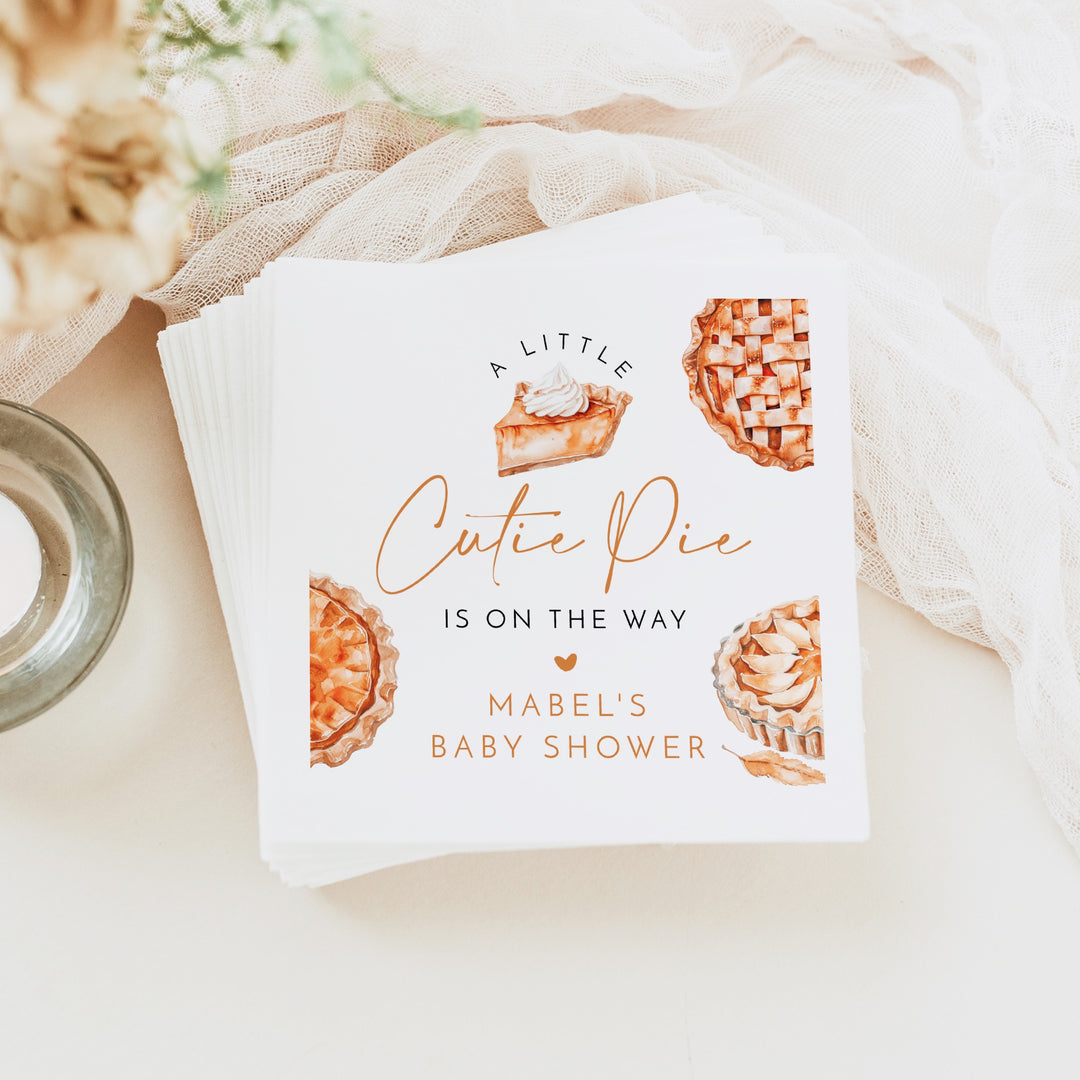 MABEL Personalized Little Cutie Pie Thanksgiving Baby Shower Napkins
