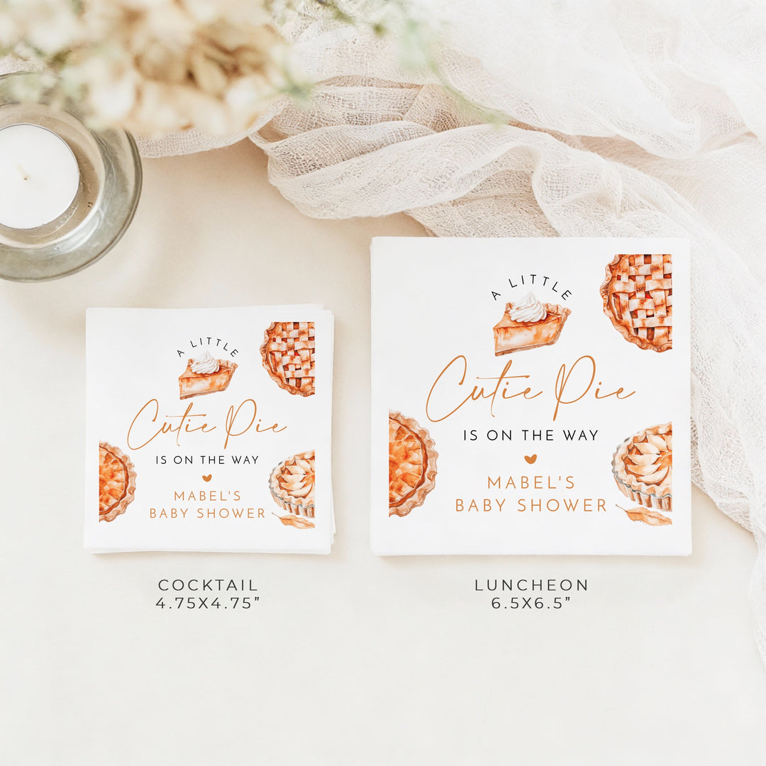 MABEL Personalized Little Cutie Pie Thanksgiving Baby Shower Napkins