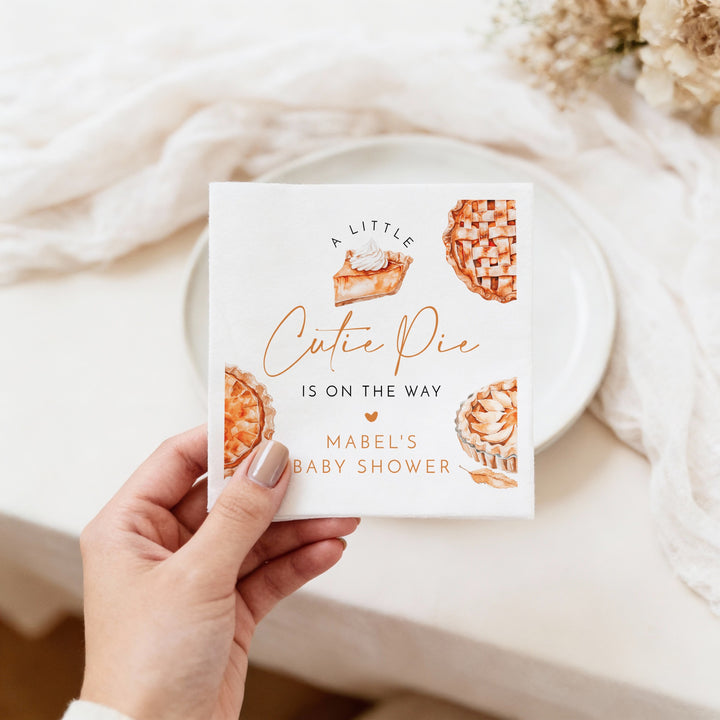 MABEL Personalized Little Cutie Pie Thanksgiving Baby Shower Napkins
