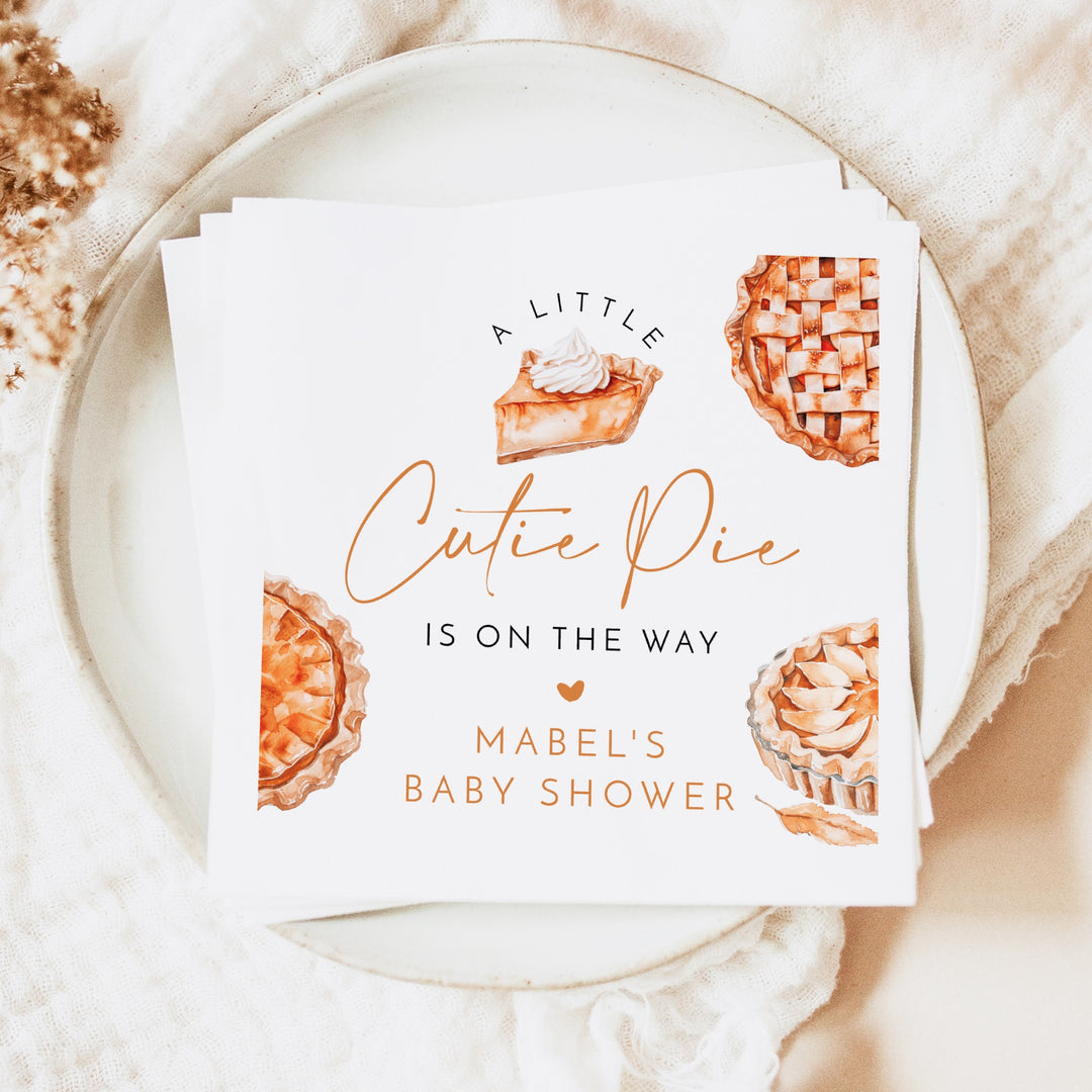 MABEL Personalized Little Cutie Pie Thanksgiving Baby Shower Napkins