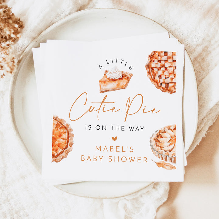 MABEL Personalized Little Cutie Pie Thanksgiving Baby Shower Napkins