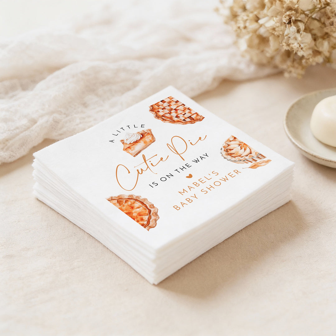 MABEL Personalized Little Cutie Pie Thanksgiving Baby Shower Napkins