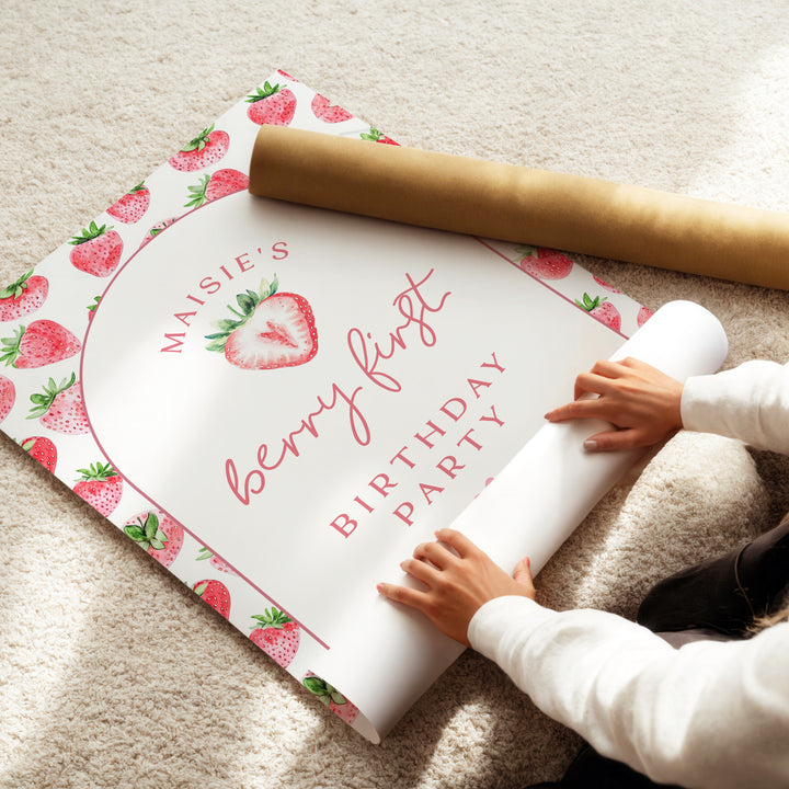 MAISIE Berry First Birthday Strawberry 1st Birthday Party Welcome Sign