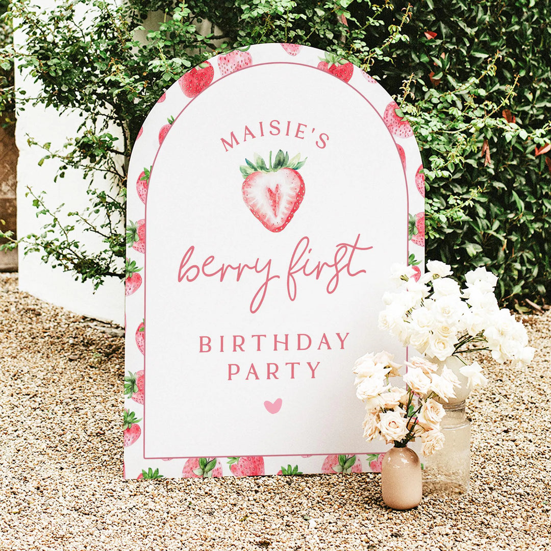 MAISIE Berry First Birthday Strawberry 1st Birthday Party Welcome Sign