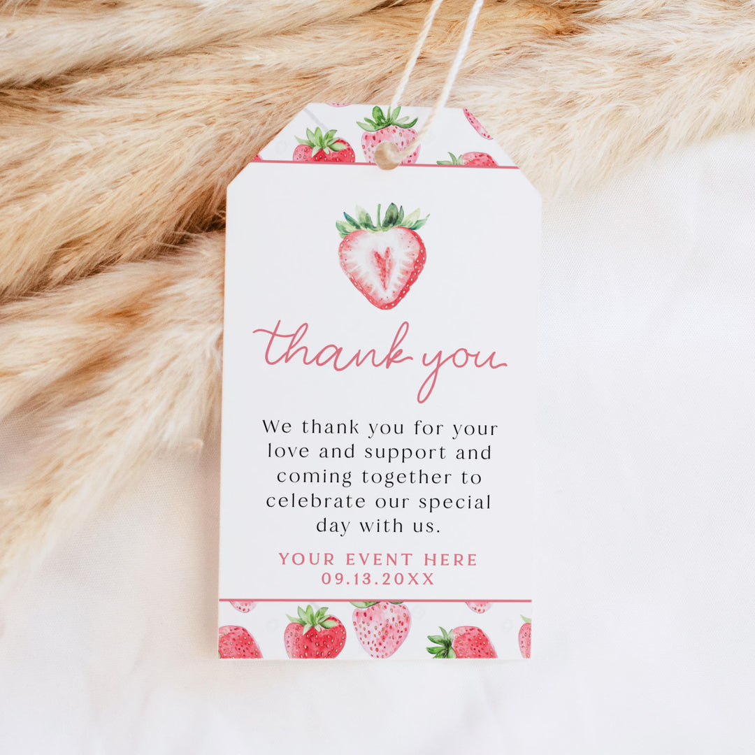 MAISIE Berry First Birthday Strawberry Thank You Tag