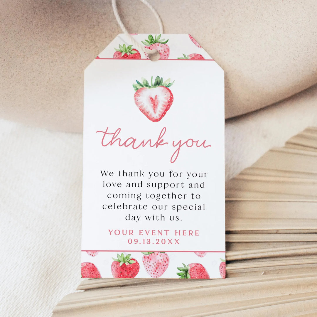 MAISIE Berry First Birthday Strawberry Thank You Tag