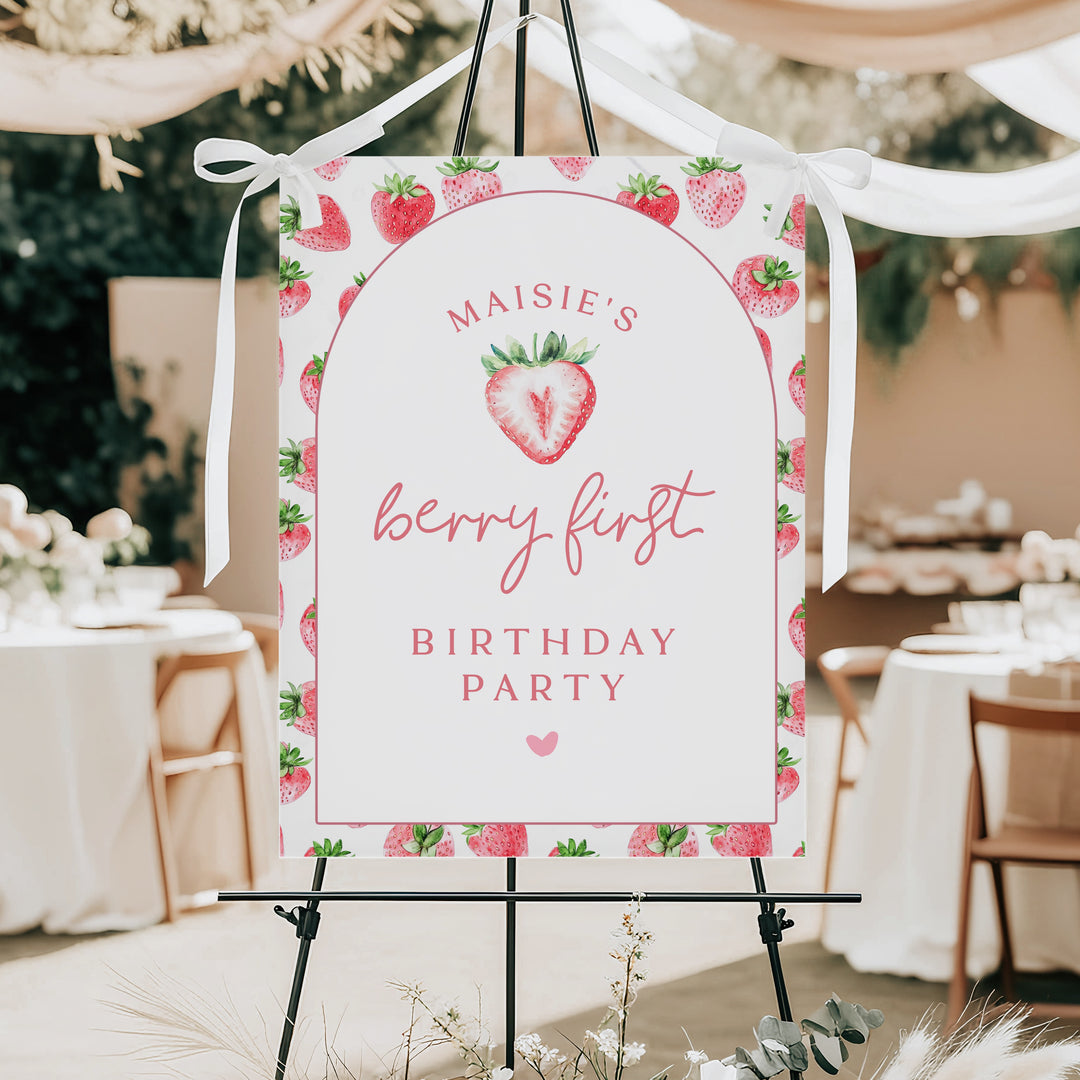 MAISIE Berry First Birthday Strawberry 1st Birthday Party Welcome Sign