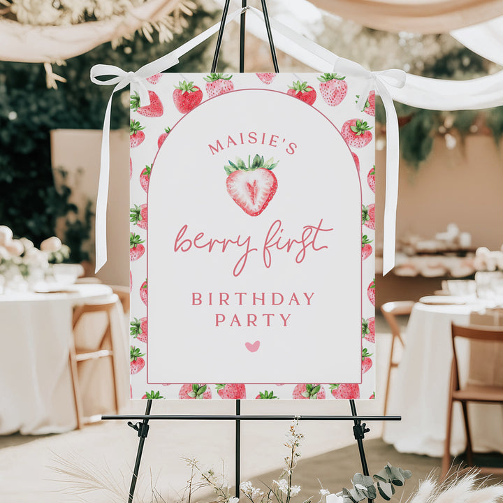 MAISIE Berry First Birthday Strawberry 1st Birthday Party Welcome Sign