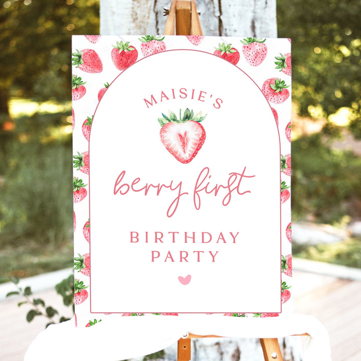 MAISIE Berry First Birthday Strawberry 1st Birthday Party Welcome Sign