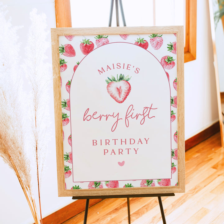 MAISIE Berry First Birthday Strawberry 1st Birthday Party Welcome Sign