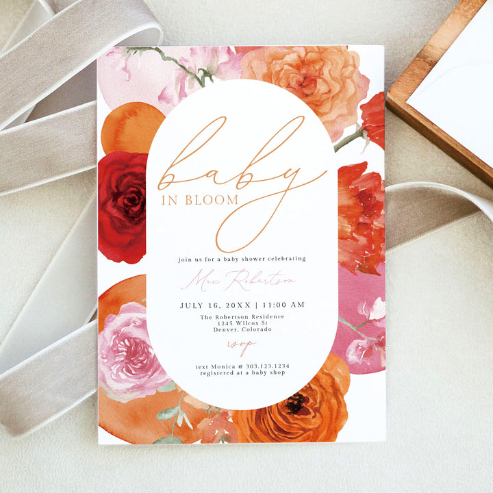 MAX Baby In Bloom Bright Floral Baby Shower Invitation