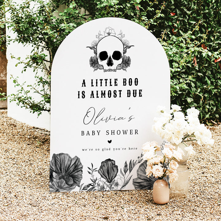 NOVA Little Boo Goth Skull Baby Shower Welcome Sign