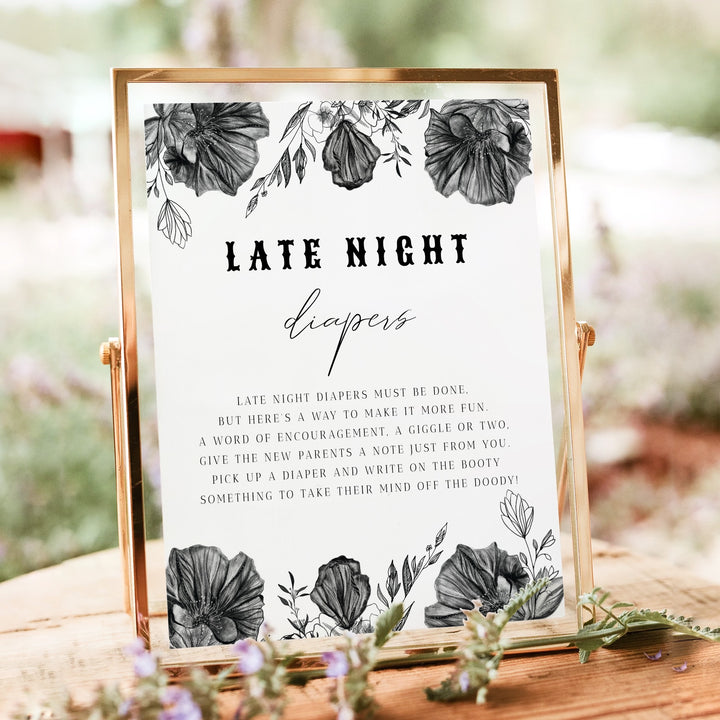 NOVA Little Boo Baby Shower Late Night Diaper Activity Table Sign