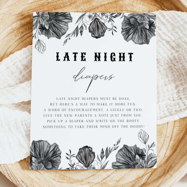 NOVA Little Boo Baby Shower Late Night Diaper Activity Table Sign