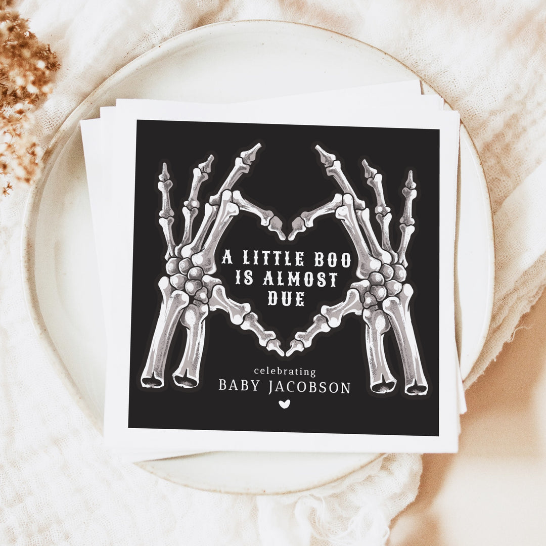 NOVA Personalized Little Boo Almost Due Goth Halloween Baby Shower Napkin