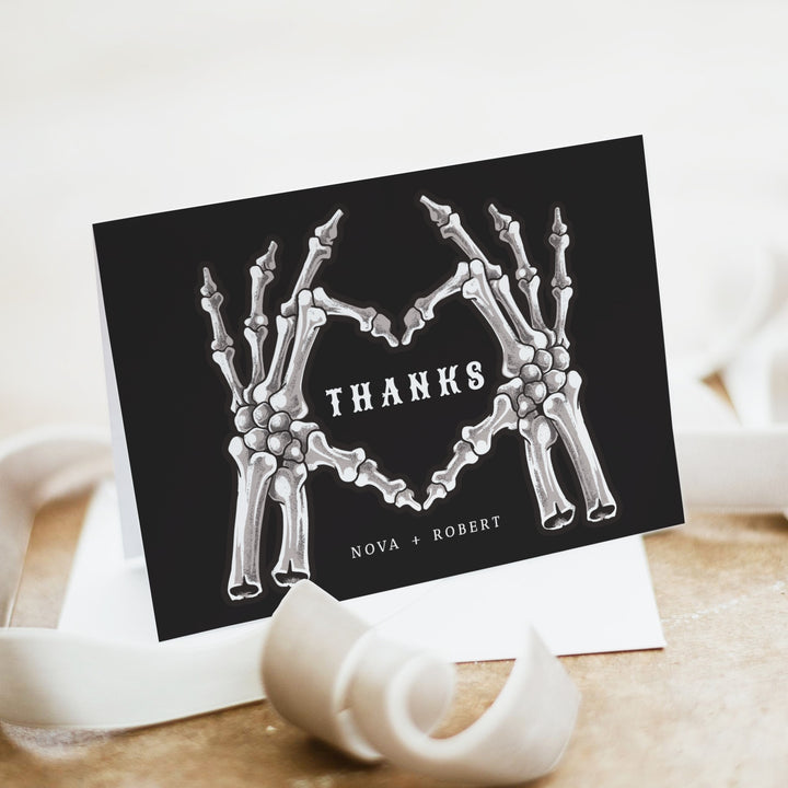 NOVA Little Boo Goth Skeleton Baby Shower Personalized Thank You Cards